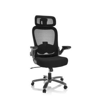 hjh OFFICE Silla giratoria XXL Tela / Tejido de malla Negro
