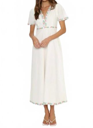 Show me your Mumu Thea Midi Dress In Wild Meadow Embroidery
