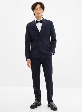 Le 31 Mens Essential navy pant Wool weave by Marlane Reykjavik fit - Tapered with pleats