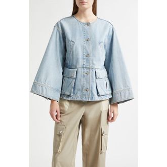 3.1 Phillip Lim Collarless Trapeze Denim Jacket in Light Blue at Nordstrom, Size X-Small