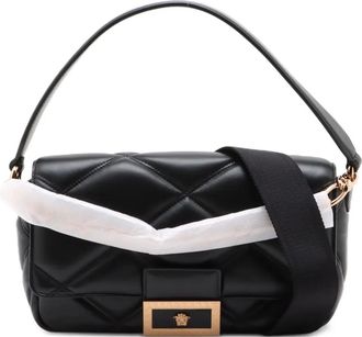 Versace Borsa a spalla Greca Flame con manico 2020 - Nero