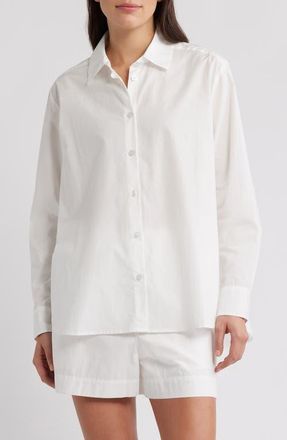 French Connection Rhodes Poplin Button-Up Shirt in Summer White at Nordstrom, Size X-Small
