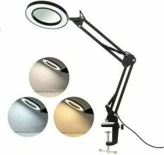 OEM L&aacute;mpara De Lupa Led Con Abrazadera, Lupa Con Luz De 8 Dioptr&iacute;as, L&aacute;mpara De Lupa Con Iluminaci&oacute;n De 3 Colores, Brazo Giratorio, Luz Regulable Para Lec