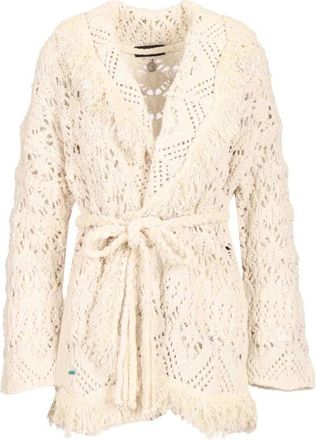 Alanui Lagoon Romance Cardigan - Dames - Vesten - Wit - XS - Katoen - Truien & Vesten