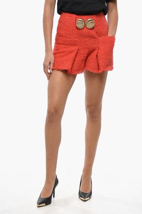 Balmain Shorts ESCARGOT in Tweed con Dettaglio Gioiello Balmain
