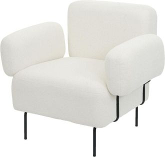 Hhg Hhg - Nunca Usado] Sill&oacute;n De Sal&oacute;n 967b, Sill&oacute;n De C&oacute;ctel, Sill&oacute;n Tapizado, Tela Boucl&eacute;/metal Textil, Blanco Crema