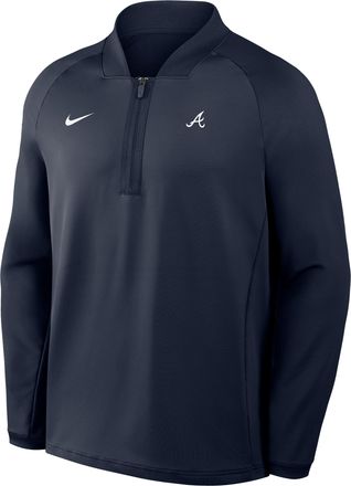 Nike Atlanta Braves Authentic Collection Nike Mens Dri-FIT MLB 1/2-Zip Long-Sleeve Top in Blue | 04H94RHAW-KRR