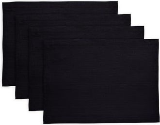 Solino Home Linen Placemats Set of 4, 14 x 19 Inch for Dining Table, Holiday and Everyday Table Decor - Diana in Black at Nordstrom, Size Medium