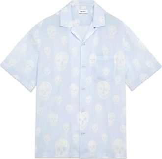 Alexander McQueen SKULL PRINT SS HAWAIIAN SHIRT Size: 16, colour: BLUE