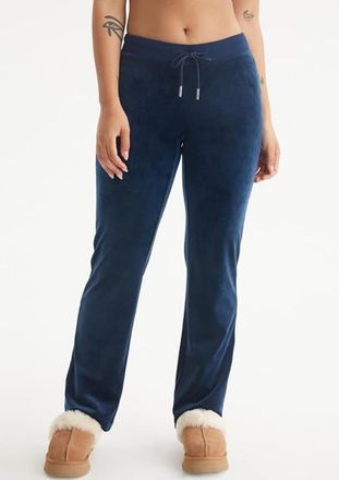 Juicy Couture Rib Waist Velour Pants With Drawcord In Regal Blue
