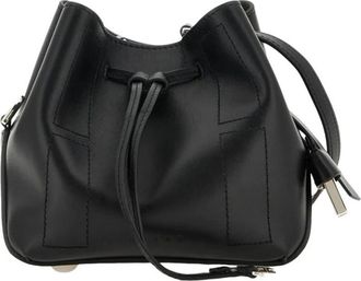 Hogan Leren Bucket Bag met Verstelbare Schouderband - Dames - Schoudertassen - Zwart - ONE Size - Leer - Tassen