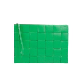 Bottega Veneta Pre-owned Clutches, female, Green, Size: ONE SIZE Pre-owned Cassette Large Pouch