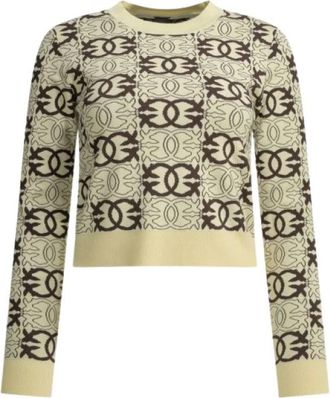 Pinko Ronde hals gebreid kledingstuk - Dames - Ronde hals truien - Beige - M - Truien & Vesten