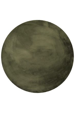 Esprit Alfombra redonda de imitaci&oacute;n a piel verde oliva 100 rd