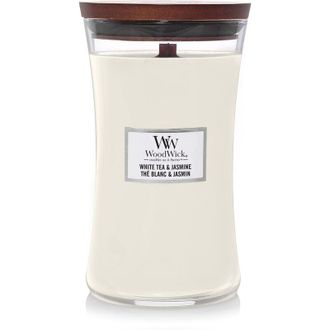Woodwick Woodwick - candela clessidra grande large jar white tea&jasmine