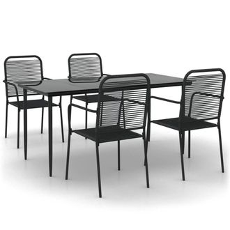 Berkfield Home 5 Piece Garden Dining Set Black Cotton Rope & Steel