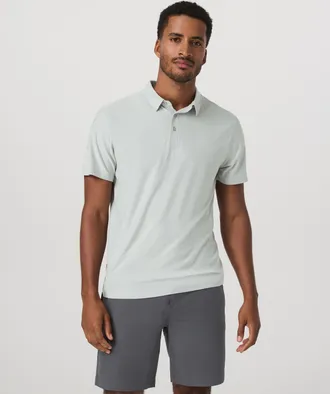 Vuori Clothing Strato Tech Polo | Storm Blue Heather | XS, Size Extra Small