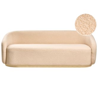 Beliani Sof&aacute; 2 Plazas Minimalista Tapizado De Boucl&eacute; Asiento Grueso Beige Sipo