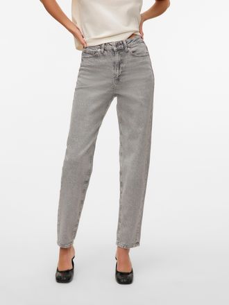 Vero Moda Mom-Jeans VERO MODA VMTESSA HR MOM JEANS RA207 GA NOOS, Damen, Gr. 28, L&auml;nge 34, light grau denim, Denim/Jeans, Obermaterial: 99% Baumwolle, 1% Elasth