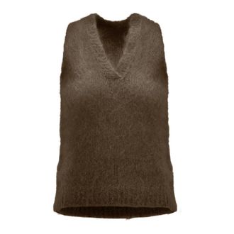 Bomboogie Chaleco de Mohair con Cuello en V - Knitwear - Mujer - Marr&oacute;n - S