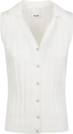 Allude Polo Shirt - Dames - Polos - Wit - XS - Wol - Tops