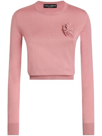 Dolce & Gabbana floral-appliqué top - Pink