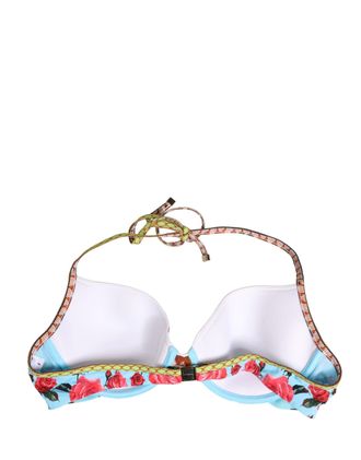 Dolce & Gabbana Womens Multicolor Floral Print Halter Bikini Top Swimwear Elastane Nylon