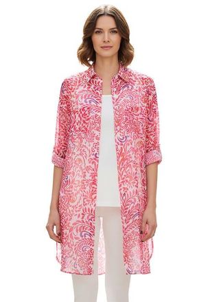 Jessica London Sheer Georgette Mega Tunic in Pink Burst Painted Scroll at Nordstrom, Size 30