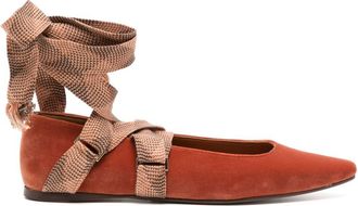 Ulla Johnson Arlo velvet ballerina shoes - women - Calf Leather/Calf Leather/Fabric - 36 - Brown