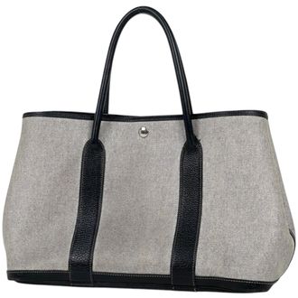 Herm&egrave;s Black Toile H Buffalo Leather Tote Bag (Pre-Owned)
