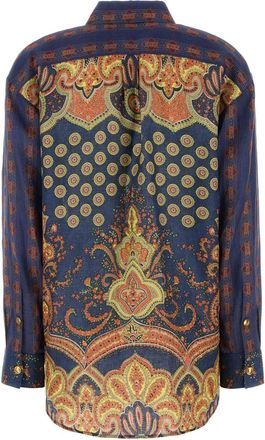 Valentino Garavani Womens Printed Linen Shirt Indacomulticolor Exterior: Camicie