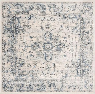 Safavieh Alfombra tradicional de polipropileno blanco/azul, 122 x 122 cm
