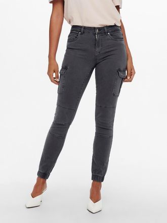 Only Cargohose ONLY ONLMISSOURI REG ANK CARGO PNT, Damen, Gr. 34, L&auml;nge 32, grau, Web, Obermaterial: 98% Baumwolle, 2% Elasthan, unifarben, slim fit kn&ouml;che