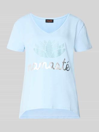Miss Goodlife T-Shirt mit Ziersteinbesatz Modell Namaste in Hellblau, Gr&ouml;&szlig;e XL