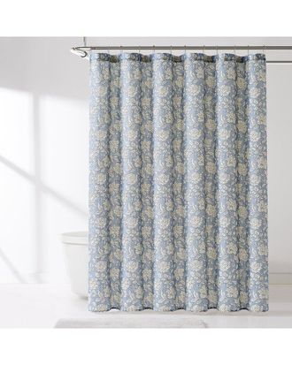 Lush D&eacute;cor Zara Floral Block Linen Textured Shower Curtain