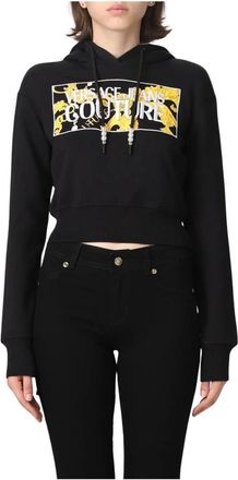 Versace Jeans Couture Black Pearl Hoodie met trekkoord - Dames - Hoodies - Zwart - S - Katoen - Hoodies & sweatvesten