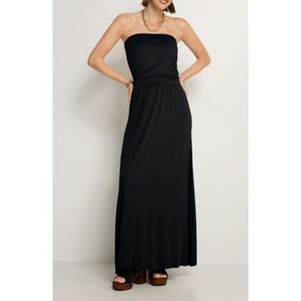 Lascana Womens Bandeau Maxi Dress in Black at Nordstrom, Size 16