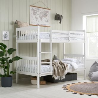 Birlea Childrens White Wooden Bunk Bed Single Benji