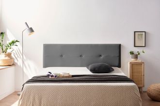 Moonia Moonia - Cabecero Tapizado Napoli Polipiel 130x50x5 Cm - Gris Oscuro