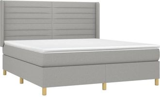 vidaXL Vidaxl - Cama Box Spring Colch&oacute;n Y Luces Led Tela Gris Claro 180x200 Cm