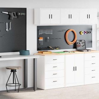 vidaXL vidaXL Garage Cabinets 2 pcs White Engineered Wood