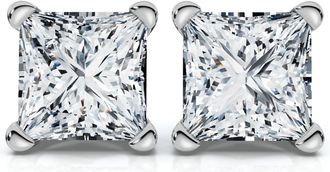 Pompeii3 Certified 4Ct Princess Cut Martini Studs 14k Gold Lab Grown