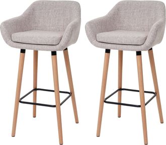 Hhg Hhg - Nunca Usado] Lote De 2 Taburetes De Bar Malm&ouml; T381, Taburete De Bar Taburete De Bar, Textil, Gris Crema