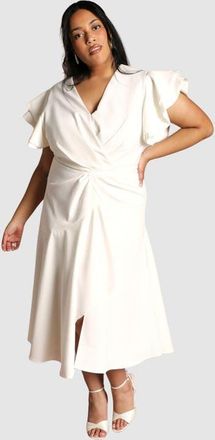 Coast Plus Wrap Midi Dress in Ivory at Nordstrom, Size 14