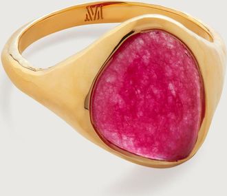 Monica Vinader Gold Rio Gemstone Ring Pink Quartz