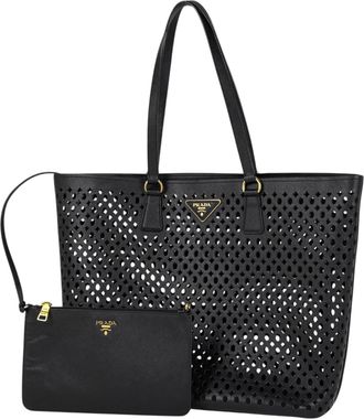 Prada Black Nero Leather Handbag Pouch Tote Bag (Pre-Owned)