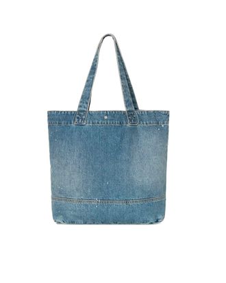 Carhartt Work in Progress Mens Denim Tote Bag Blue Destroy Wash Wash-Splatter Cotton Smith Shoulder Wash/splatter smith