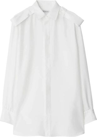 Burberry Katoenen poplin overhemd met epauletdetail - Dames - Overhemden - Wit - 2XS - Katoen - Overhemden