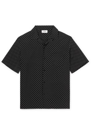 Celine Convertible-Collar Logo-Print Woven Shirt
