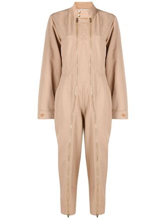 Stella McCartney double-zip tapered jumpsuit - women - Cotton/Linen/Flax/Polyamide - 38 - Neutrals